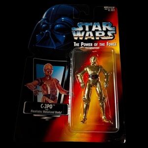 NWT, Vintage Star Wars C-3PO The Power of The Force, W/Realistic Metalized Body.